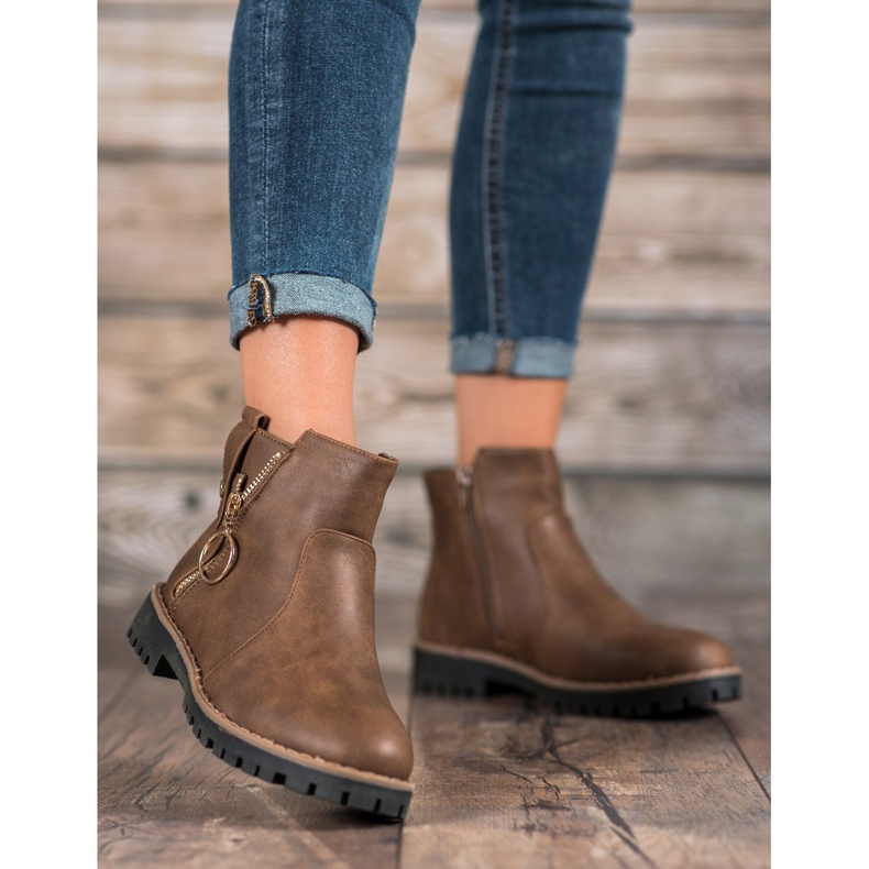 Jumex Botas con cremallera decorativa marrón 2