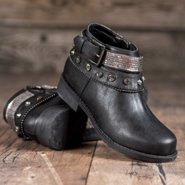 Forever Folie Botas con diamantes de imitación negro 3