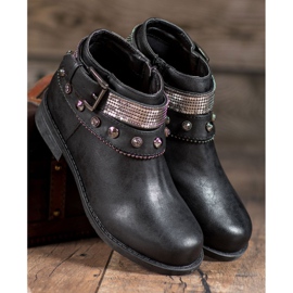 Forever Folie Botas con diamantes de imitación negro 4