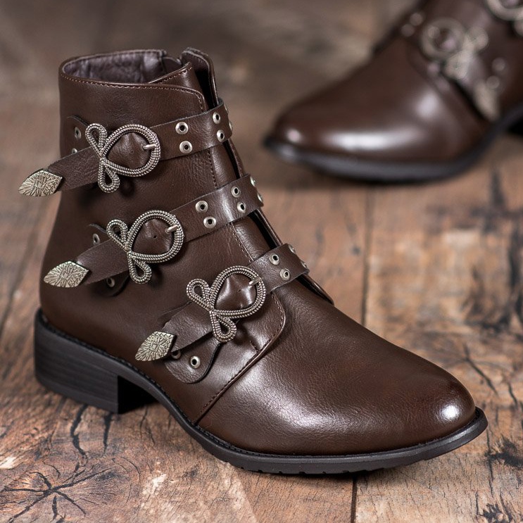 Anesia Paris Botas marrones con hebillas marrón 1