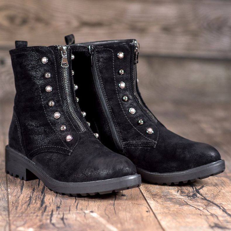 S. BARSKI Botas altas con cuentas negro 1