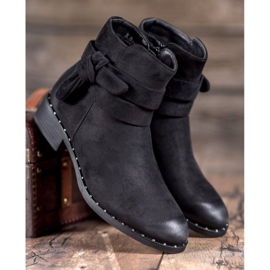 S. BARSKI Botines de ante con lazo negro 2
