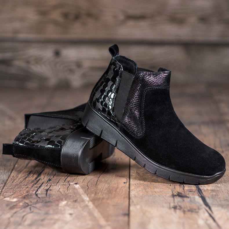 SHELOVET Botas sin cordones para mujer negro 1