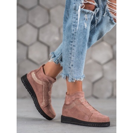 SHELOVET Zapatos sin cordones para mujer rosado 1