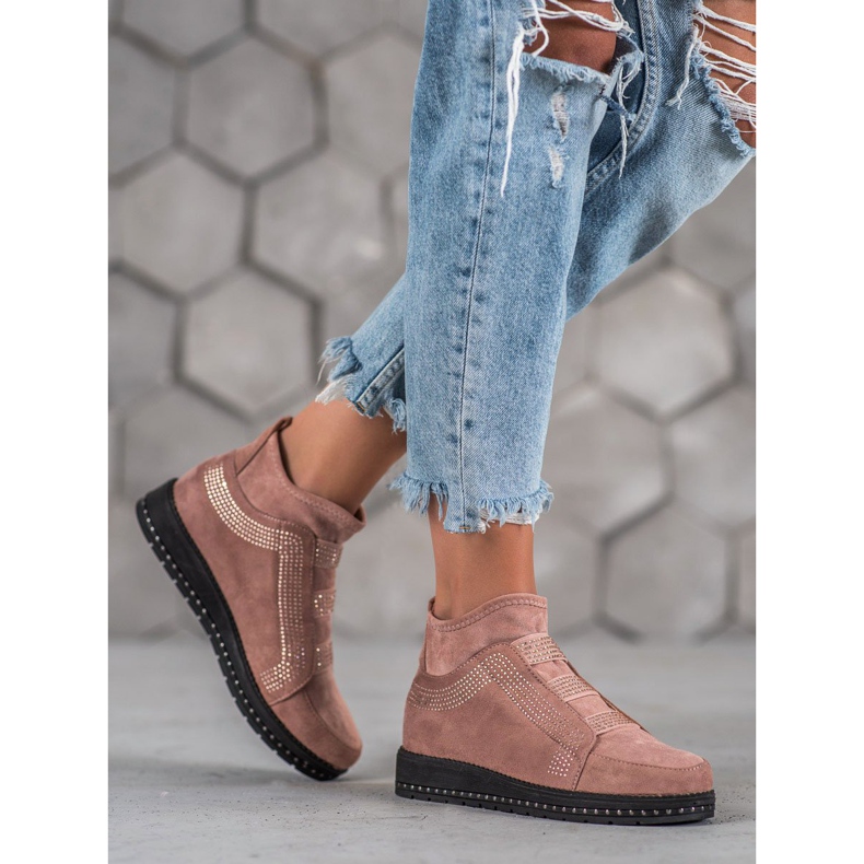 SHELOVET Zapatos sin cordones para mujer rosa 1