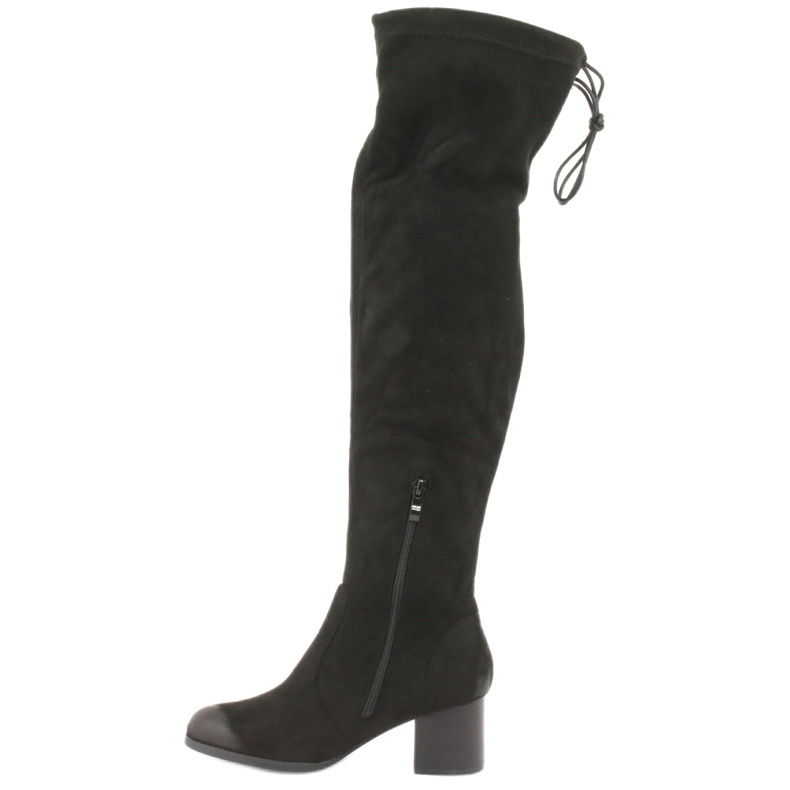 M.Daszyński Botas sobre la rodilla de ante negro 1715 2