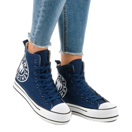 Deportivas cuña azul marino W08 1