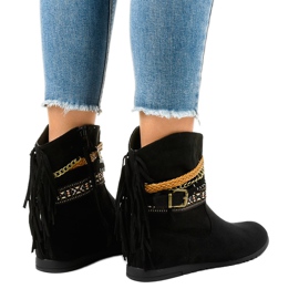 Botas de ante negro con flecos T88 3