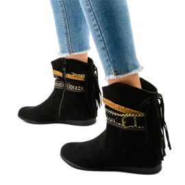 Botas de ante negro con flecos T88 4