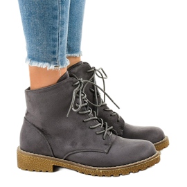 Botas con cordones de ante gris HJ99-103 2