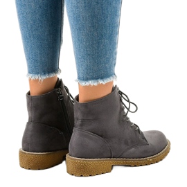 Botas con cordones de ante gris HJ99-103 3