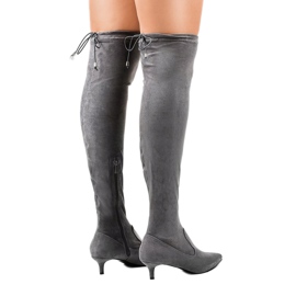 Botas de gamuza para mujer con pin L6838 gris 3