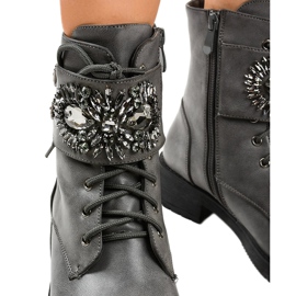 Botas de mujer grises con hebilla y rombos 0-251 4