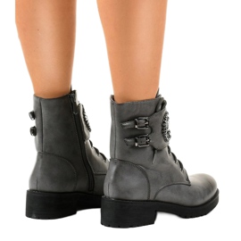 Botas de mujer grises con hebilla y rombos 0-251 3