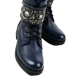Botas de mujer azul marino con hebilla y diamantes 0-251 4