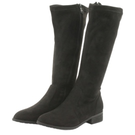 M.Daszyński Botas elásticas negras tacón plano MR1602 negro 3