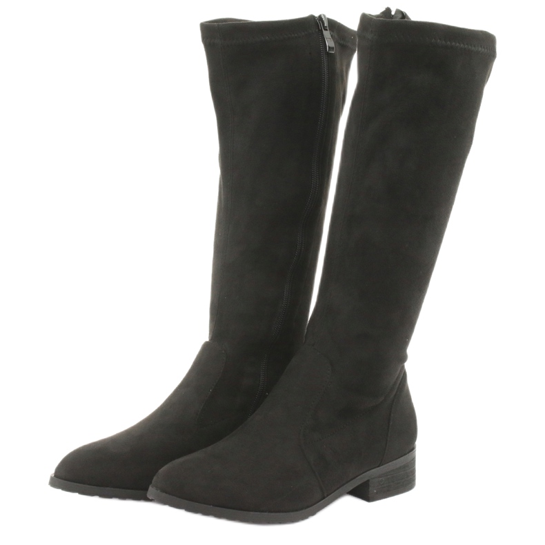 M.Daszyński Botas elásticas negras tacón plano MR1602 negro 3