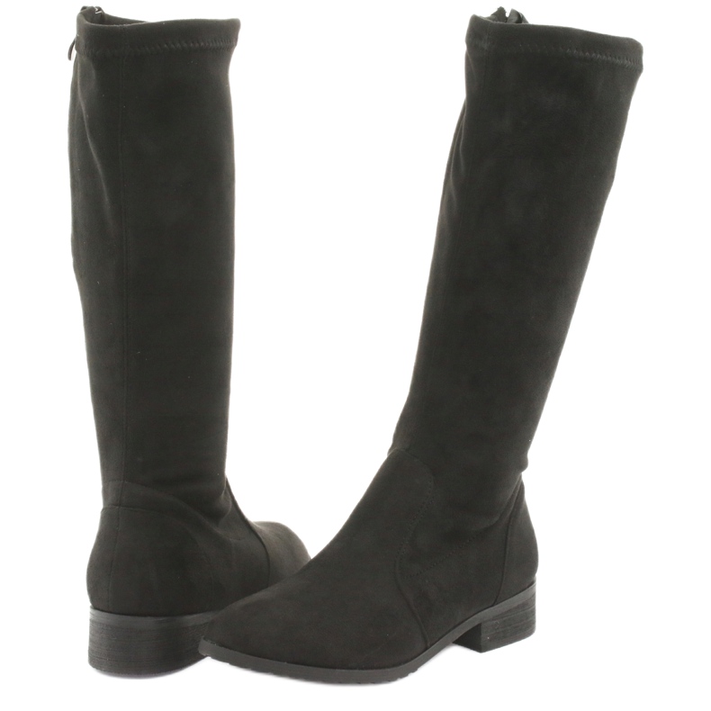 M.Daszyński Botas elásticas negras tacón plano MR1602 negro 4