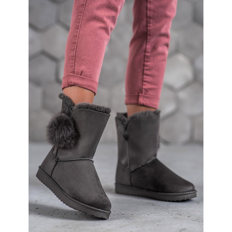 SHELOVET Mukluki con pompón gris 1