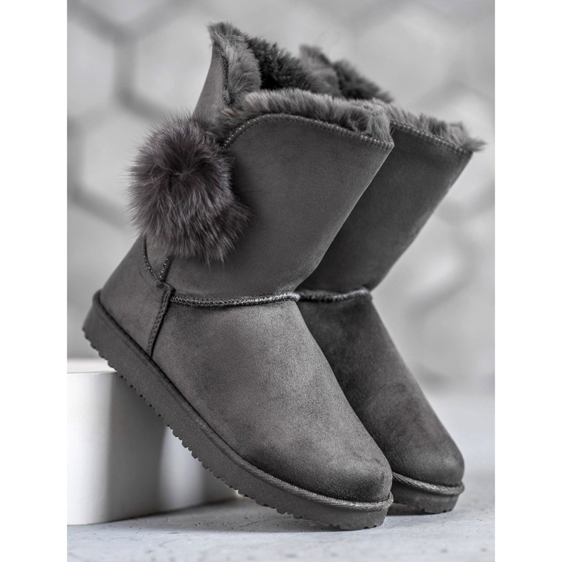 SHELOVET Mukluki con pompón gris 2