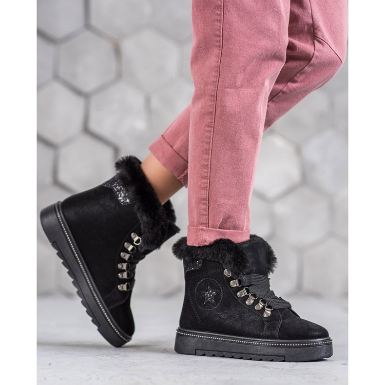 SHELOVET Botas negras con cordones negro 2