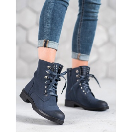 S. BARSKI Botas con cordones azul marino 1