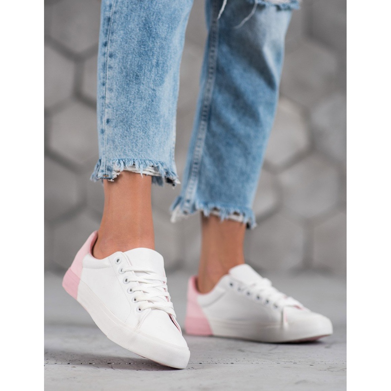 Bestelle Zapatillas de cuero ecológico blanco 1