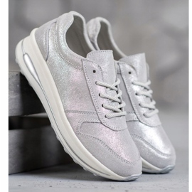 Zapatos de piel con purpurina VINCEZA gris 1