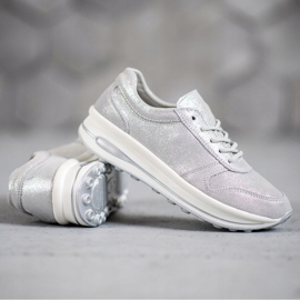 Zapatos de piel con purpurina VINCEZA gris 4