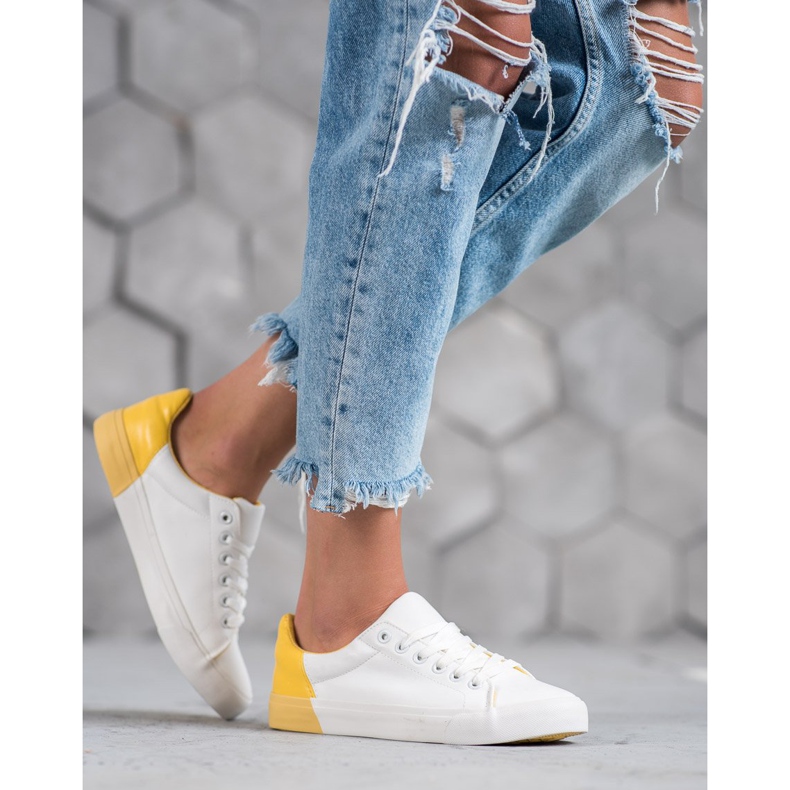 Bestelle Zapatillas de cuero ecológico blanco 2