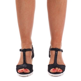 Sandalias negras en cuña YH2709 negro 1 Sandalias negras en cuña YH2709 negro 1