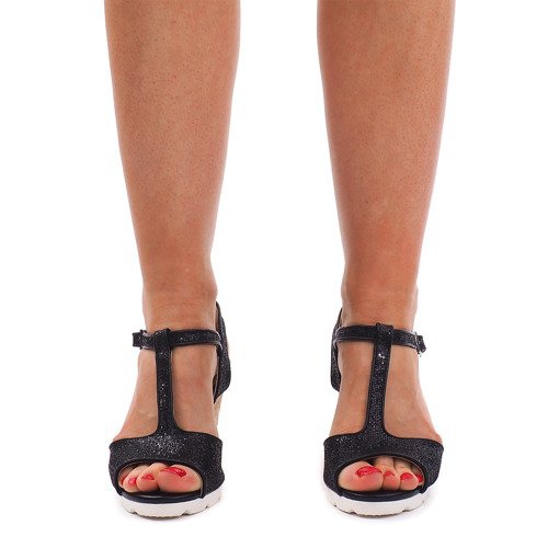 Sandalias negras en cuña YH2709 negro 1 Sandalias negras en cuña YH2709 negro 1