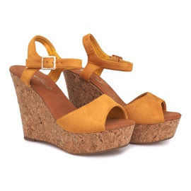 Sandalias Cuña Corcho 5H5654 Amarillo 2 Sandalias Cuña Corcho 5H5654 Amarillo 2