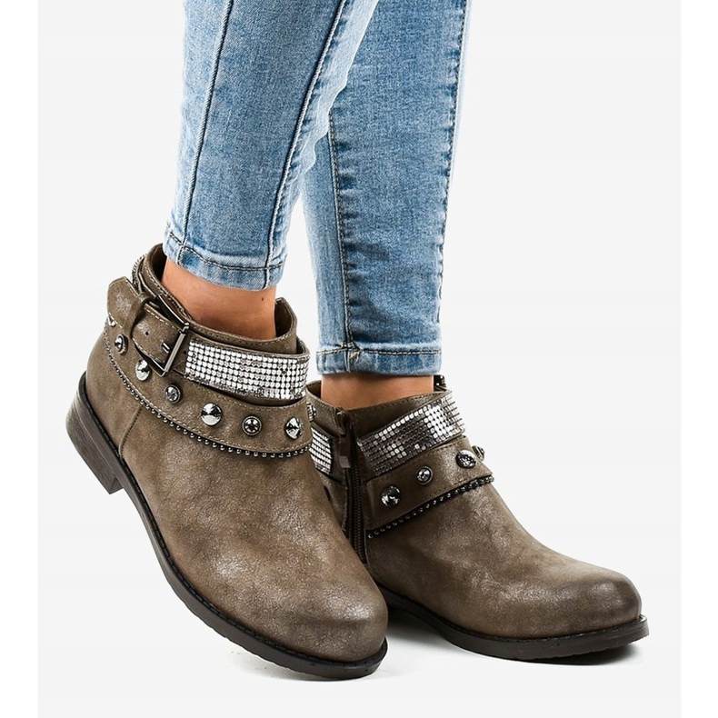 Botas marrones decoradas con una cremallera LL178 marrón 2