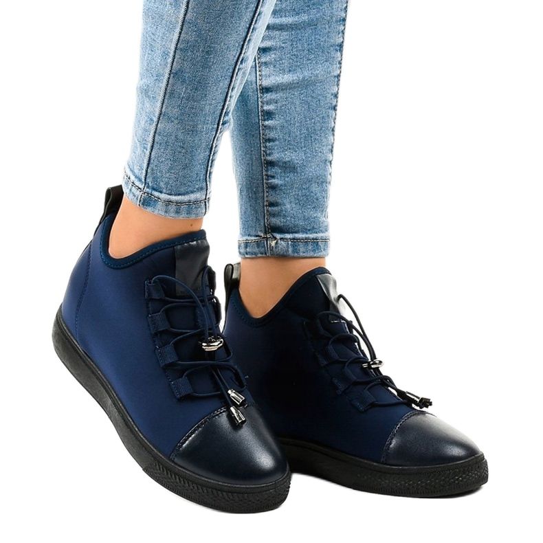 Zapatillas altas aislantes azul marino con cuña XY-35 1