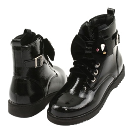 Bota lacada con lazo y pedrería Evento 1432 negro 4