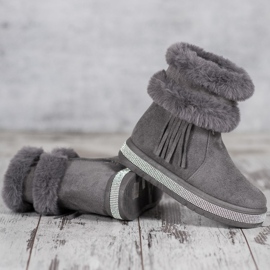 SHELOVET Botas de nieve con flecos gris 1