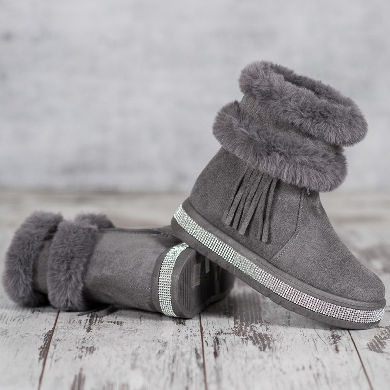 SHELOVET Botas de nieve con flecos gris 1 SHELOVET Botas de nieve con flecos gris 1