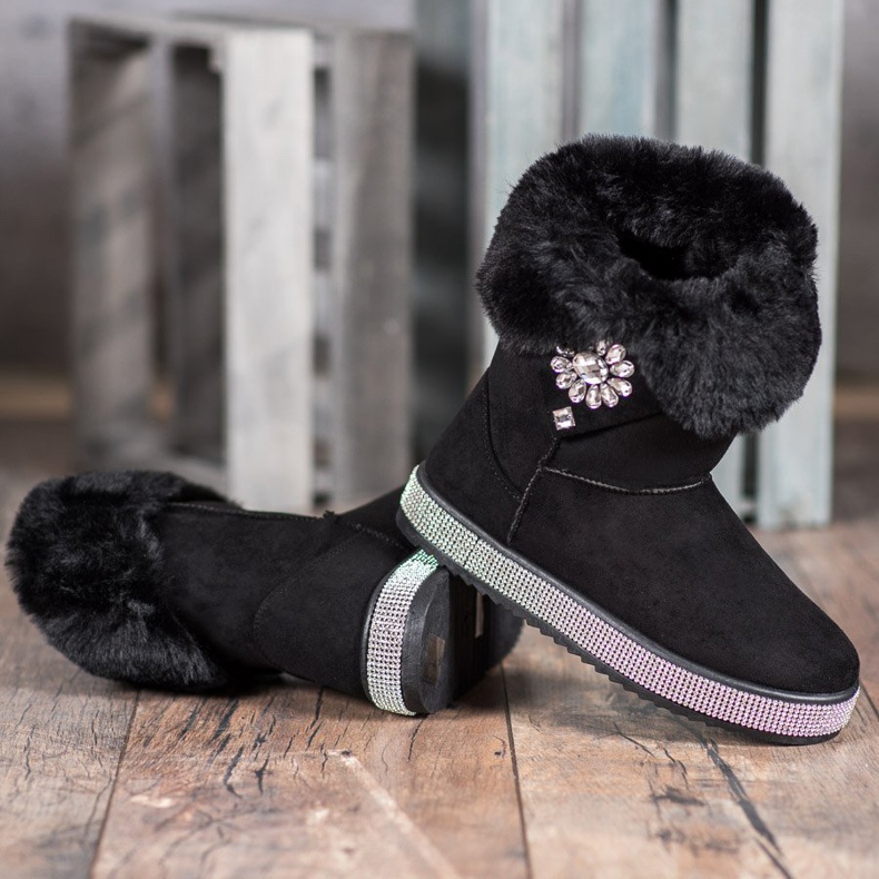 SHELOVET Botas de nieve con circonita cúbica negro 1