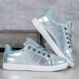 SHELOVET Zapatillas con purpurina azul 4