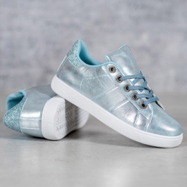 SHELOVET Zapatillas con purpurina azul 3