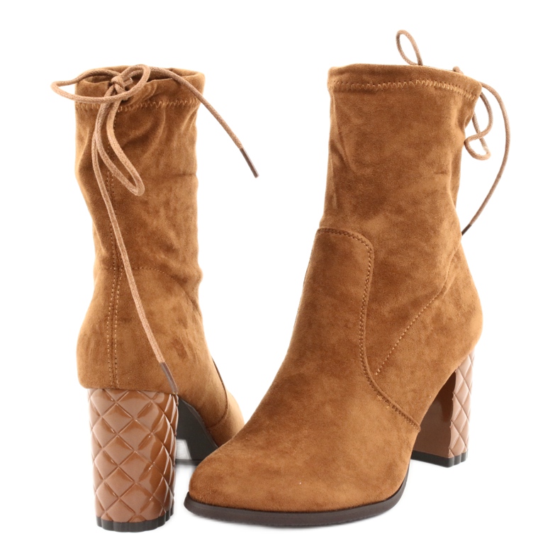 M.Daszyński Botas de ante Daszyński en un tacón decorativo 154 camello marrón 4