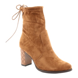 M.Daszyński Botas de ante Daszyński en un tacón decorativo 154 camello marrón 1