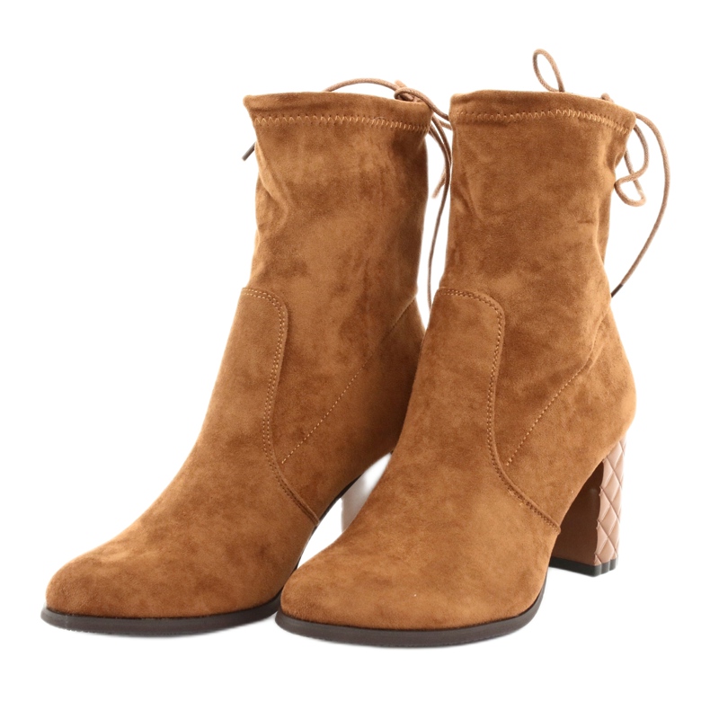 M.Daszyński Botas de ante Daszyński en un tacón decorativo 154 camello marrón 3