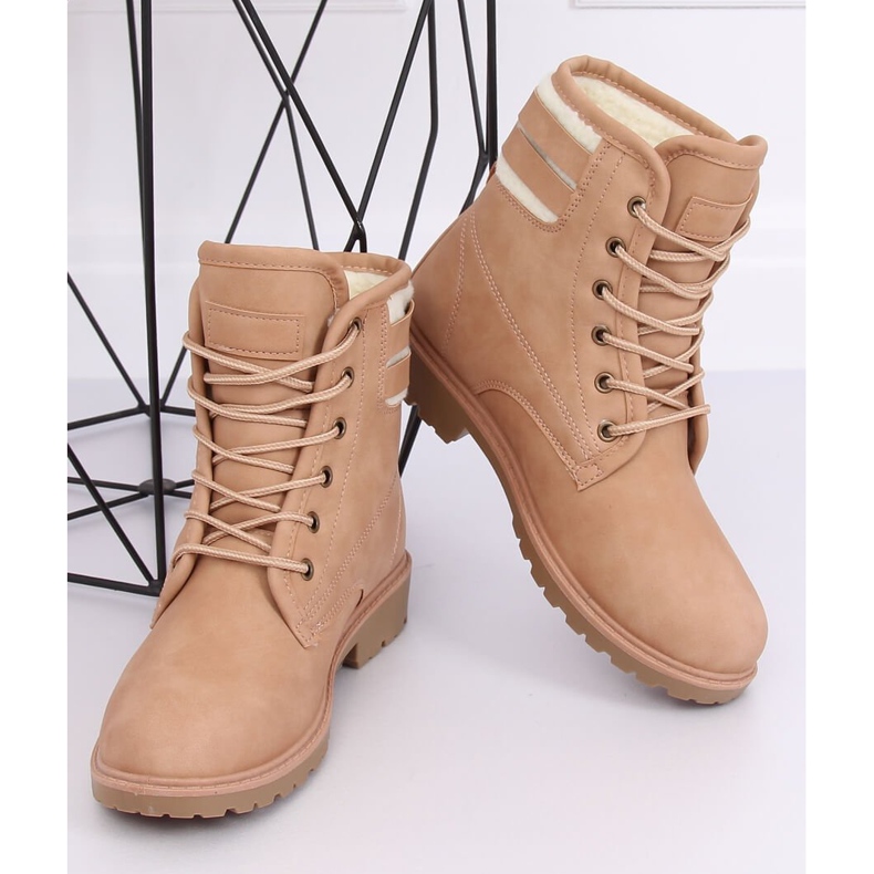 Botas de madera para mujer, beige y rosa, 1120-PA Pink 1