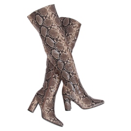 Botas por encima de la rodilla DA28 Khaki Snake multicolor 2