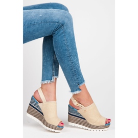 Vices Sandalias cuña de textil con estampado marrón 1 Vices Sandalias cuña de textil con estampado marrón 1