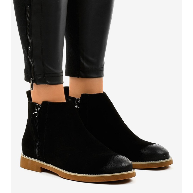 Botines planos negros de mujer con cremallera 6830-PA 1 Botines planos negros de mujer con cremallera 6830-PA 1