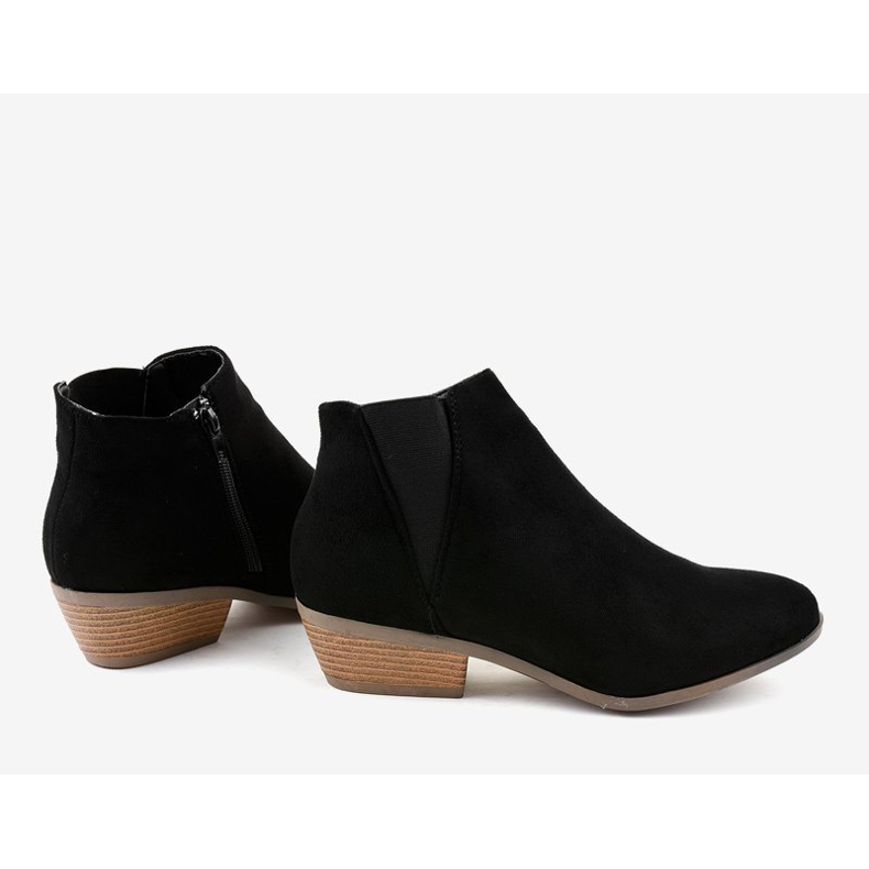 Botas de ante negro en el poste para mujer W06-17 2