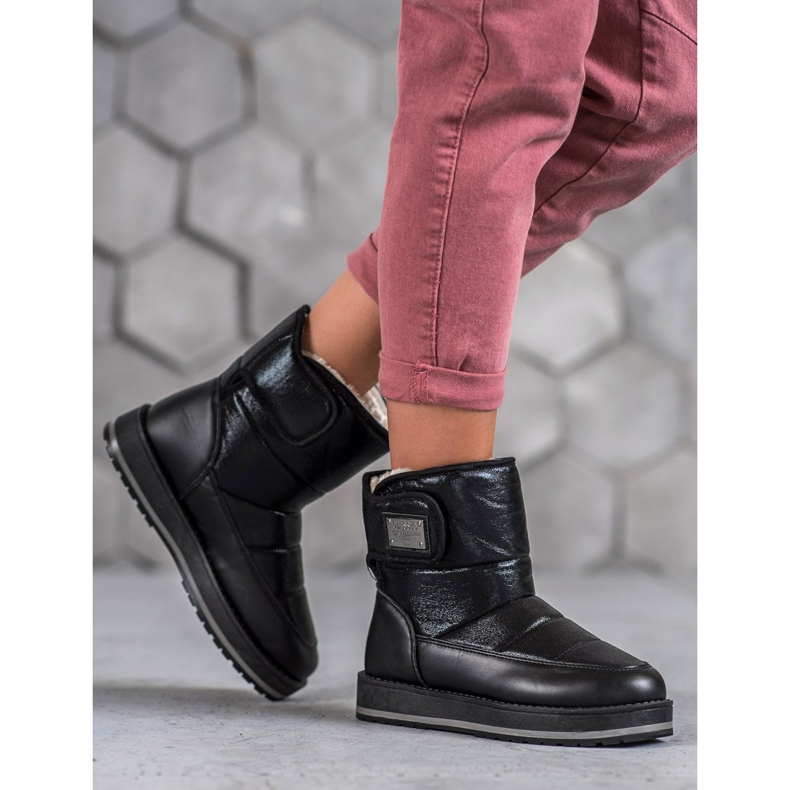 SHELOVET Botas de nieve con purpurina negro 2